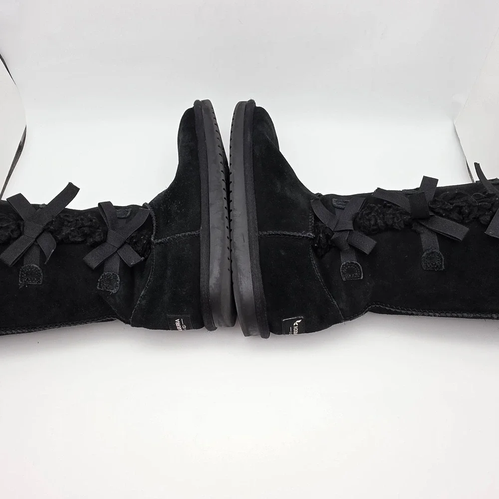 Koolaburra by UGG Victoria Tall‎ Boots Womens 5 Black Suede Triple Bow  Coquette